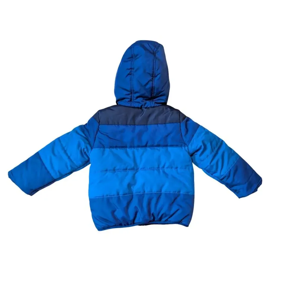 OshKosh B'gosh Toddler Boys Blue Striped Fleece Lined Puffer Jacket Coat 4T